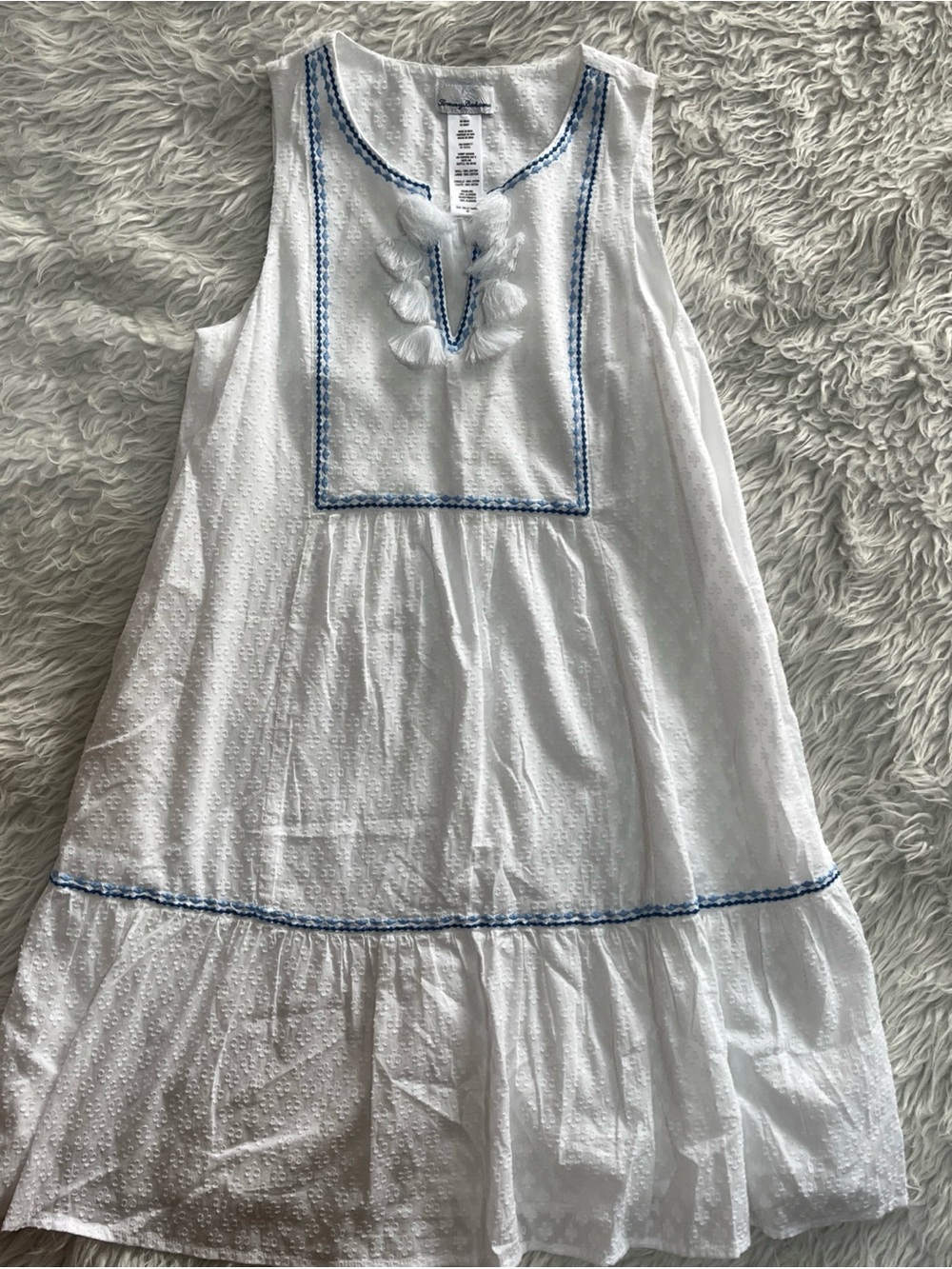 Tommy Bahama White Sleeveless Tassel Sundress